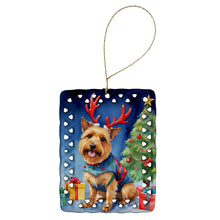 Load image into Gallery viewer, Australian Terrier Christmas Reindeer Porcelain Ornament