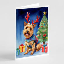 Load image into Gallery viewer, Australian Terrier Christmas Reindeer Greeting Cards - Blank Note Cards – 8-Pack of Artist-Designed Cards with Envelopes