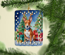 Load image into Gallery viewer, Basenji Christmas Reindeer Porcelain Ornament