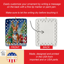 Load image into Gallery viewer, Basenji Christmas Reindeer Porcelain Ornament