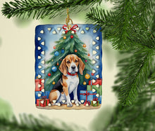 Load image into Gallery viewer, Beagle Christmas Reindeer Porcelain Ornament