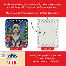 Load image into Gallery viewer, Bearded Collie Christmas Reindeer Porcelain Ornament