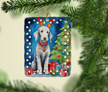 Load image into Gallery viewer, Bedlington Terrier Christmas Reindeer Porcelain Ornament