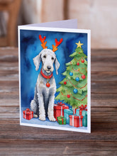 Load image into Gallery viewer, Bedlington Terrier Christmas Reindeer Greeting Cards - Blank Note Cards – 8-Pack of Artist-Designed Cards with Envelopes
