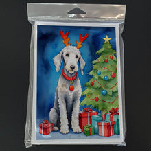 Load image into Gallery viewer, Bedlington Terrier Christmas Reindeer Greeting Cards - Blank Note Cards – 8-Pack of Artist-Designed Cards with Envelopes
