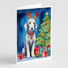 Load image into Gallery viewer, Bedlington Terrier Christmas Reindeer Greeting Cards - Blank Note Cards – 8-Pack of Artist-Designed Cards with Envelopes