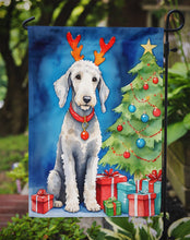 Load image into Gallery viewer, Bedlington Terrier Christmas Garden Flag – Dog in Reindeer Antlers with Tree &amp; Gifts