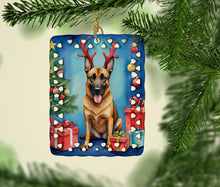 Load image into Gallery viewer, Belgian Malinois Christmas Reindeer Porcelain Ornament