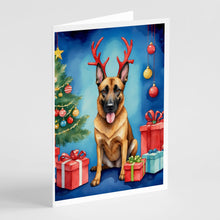 Load image into Gallery viewer, Belgian Malinois Christmas Reindeer Greeting Cards - Blank Note Cards – 8-Pack of Artist-Designed Cards with Envelopes