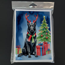Load image into Gallery viewer, Belgian Sheepdog Christmas Reindeer Greeting Cards - Blank Note Cards – 8-Pack of Artist-Designed Cards with Envelopes