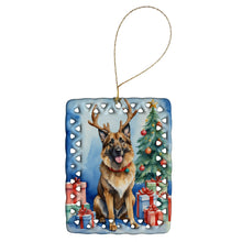 Load image into Gallery viewer, Belgian Tervuren Christmas Reindeer Porcelain Ornament