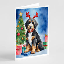 Load image into Gallery viewer, Bernedoodle Christmas Reindeer Greeting Cards - Blank Note Cards – 8-Pack of Artist-Designed Cards with Envelopes