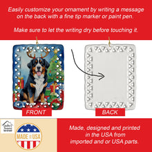 Load image into Gallery viewer, Bernese Mountain Dog Christmas Reindeer Porcelain Ornament