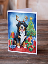 Load image into Gallery viewer, Bernese Mountain Dog Christmas Reindeer Greeting Cards - Blank Note Cards – 8-Pack of Artist-Designed Cards with Envelopes