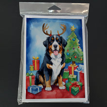 Load image into Gallery viewer, Bernese Mountain Dog Christmas Reindeer Greeting Cards - Blank Note Cards – 8-Pack of Artist-Designed Cards with Envelopes