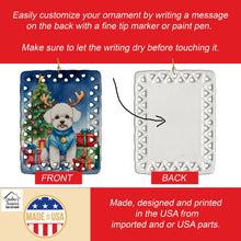 Load image into Gallery viewer, Bichon Frise Christmas Reindeer Porcelain Ornament