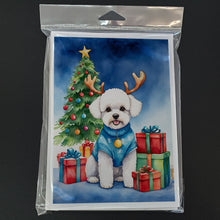 Load image into Gallery viewer, Bichon Frise Christmas Reindeer Greeting Cards - Blank Note Cards – 8-Pack of Artist-Designed Cards with Envelopes