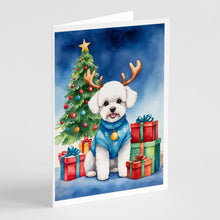 Load image into Gallery viewer, Bichon Frise Christmas Reindeer Greeting Cards - Blank Note Cards – 8-Pack of Artist-Designed Cards with Envelopes