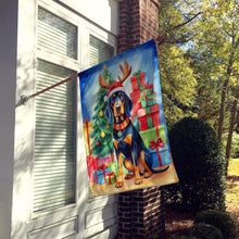Load image into Gallery viewer, Black and Tan Coonhound Christmas Reindeer House Flag