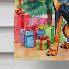 Load image into Gallery viewer, Black and Tan Coonhound Christmas Reindeer House Flag