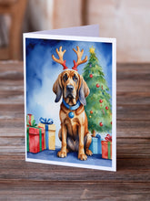 Load image into Gallery viewer, Bloodhound Christmas Reindeer Greeting Cards - Blank Note Cards – 8-Pack of Artist-Designed Cards with Envelopes