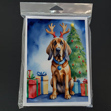 Load image into Gallery viewer, Bloodhound Christmas Reindeer Greeting Cards - Blank Note Cards – 8-Pack of Artist-Designed Cards with Envelopes