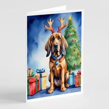 Load image into Gallery viewer, Bloodhound Christmas Reindeer Greeting Cards - Blank Note Cards – 8-Pack of Artist-Designed Cards with Envelopes