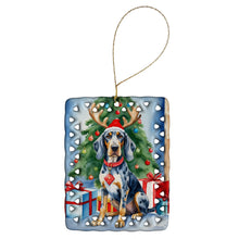Load image into Gallery viewer, Bluetick Coonhound Christmas Reindeer Porcelain Ornament