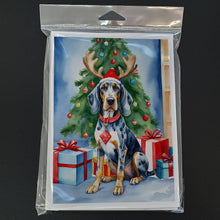 Load image into Gallery viewer, Bluetick Coonhound Christmas Reindeer Greeting Cards - Blank Note Cards – 8-Pack of Artist-Designed Cards with Envelopes