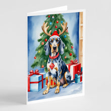 Load image into Gallery viewer, Bluetick Coonhound Christmas Reindeer Greeting Cards - Blank Note Cards – 8-Pack of Artist-Designed Cards with Envelopes