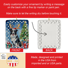 Load image into Gallery viewer, Border Collie Christmas Reindeer Porcelain Ornament