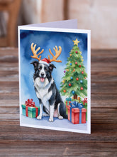 Load image into Gallery viewer, Border Collie Christmas Reindeer Greeting Cards - Blank Note Cards – 8-Pack of Artist-Designed Cards with Envelopes