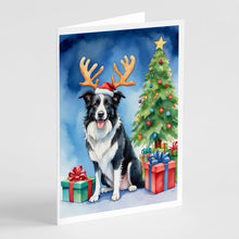 Load image into Gallery viewer, Border Collie Christmas Reindeer Greeting Cards - Blank Note Cards – 8-Pack of Artist-Designed Cards with Envelopes