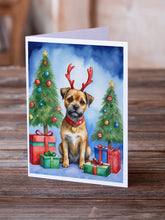 Load image into Gallery viewer, Border Terrier Christmas Reindeer Greeting Cards - Blank Note Cards – 8-Pack of Artist-Designed Cards with Envelopes