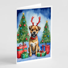 Load image into Gallery viewer, Border Terrier Christmas Reindeer Greeting Cards - Blank Note Cards – 8-Pack of Artist-Designed Cards with Envelopes