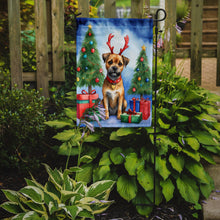 Load image into Gallery viewer, Border Terrier Christmas Garden Flag – Dog in Reindeer Antlers with Tree &amp; Gifts