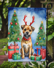 Load image into Gallery viewer, Border Terrier Christmas Garden Flag – Dog in Reindeer Antlers with Tree &amp; Gifts