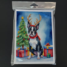 Load image into Gallery viewer, Boston Terrier Christmas Reindeer Greeting Cards - Blank Note Cards – 8-Pack of Artist-Designed Cards with Envelopes