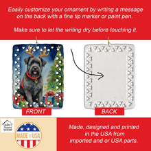 Load image into Gallery viewer, Bouvier des Flandres Christmas Reindeer Porcelain Ornament