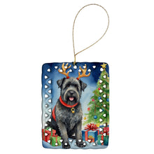 Load image into Gallery viewer, Bouvier des Flandres Christmas Reindeer Porcelain Ornament