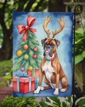Load image into Gallery viewer, Boxer Christmas Garden Flag – Dog in Reindeer Antlers with Tree &amp; Gifts