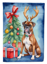 Load image into Gallery viewer, Boxer Christmas Garden Flag – Dog in Reindeer Antlers with Tree &amp; Gifts