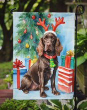 Load image into Gallery viewer, Boykin Spaniel Christmas Garden Flag – Dog in Reindeer Antlers with Tree &amp; Gifts
