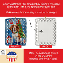 Load image into Gallery viewer, Brittany Spaniel Christmas Reindeer Porcelain Ornament