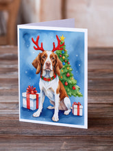 Load image into Gallery viewer, Brittany Spaniel Christmas Reindeer Greeting Cards - Blank Note Cards – 8-Pack of Artist-Designed Cards with Envelopes