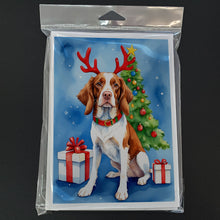 Load image into Gallery viewer, Brittany Spaniel Christmas Reindeer Greeting Cards - Blank Note Cards – 8-Pack of Artist-Designed Cards with Envelopes