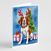 Load image into Gallery viewer, Brittany Spaniel Christmas Reindeer Greeting Cards - Blank Note Cards – 8-Pack of Artist-Designed Cards with Envelopes