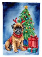 Load image into Gallery viewer, Brussels Griffon Christmas Garden Flag – Dog in Reindeer Antlers with Tree &amp; Gifts