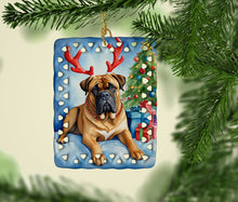 Load image into Gallery viewer, Bullmastiff Christmas Reindeer Porcelain Ornament