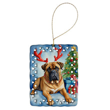 Load image into Gallery viewer, Bullmastiff Christmas Reindeer Porcelain Ornament